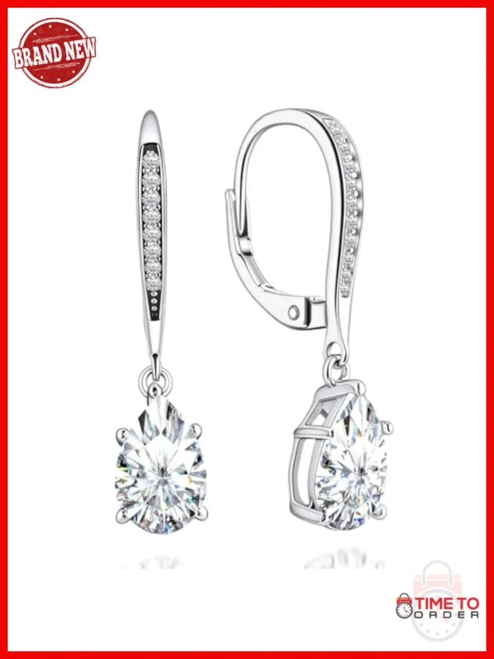 2.54CT VVS1 Moissanite Dangle Earrings Leverback 925 Sterling Silver